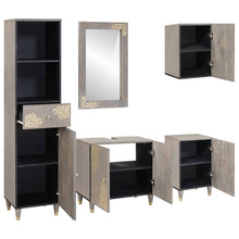 Badkamerkastenset met lade 5 pcs Grijs Massief Mango Hout