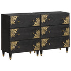 Sideboard 2 pcs Black 60 x 33 x 75 cm Solid Mango Wood
