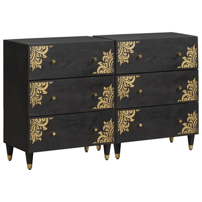 Dressoir 2 pcs Zwart 60 x 33 x 75 cm Massief Mango Hout