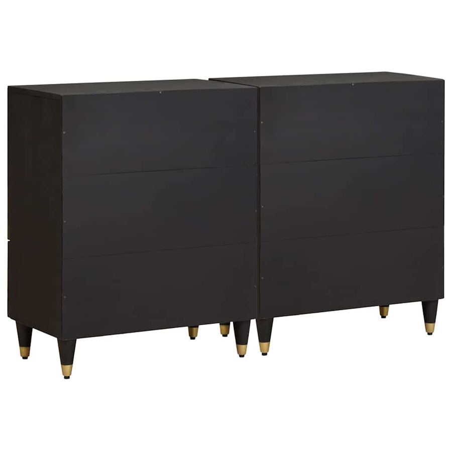 Dressoir 2 pcs Zwart 60 x 33 x 75 cm Massief Mango Hout
