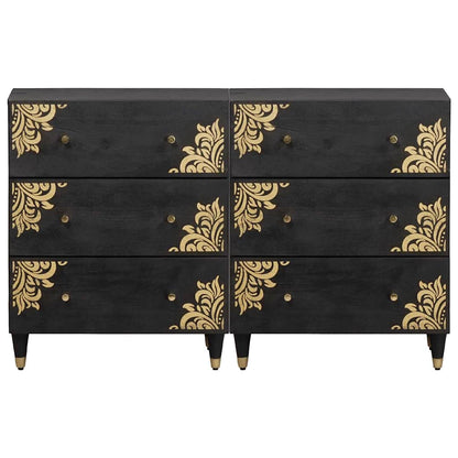 Dressoir 2 pcs Zwart 60 x 33 x 75 cm Massief Mango Hout