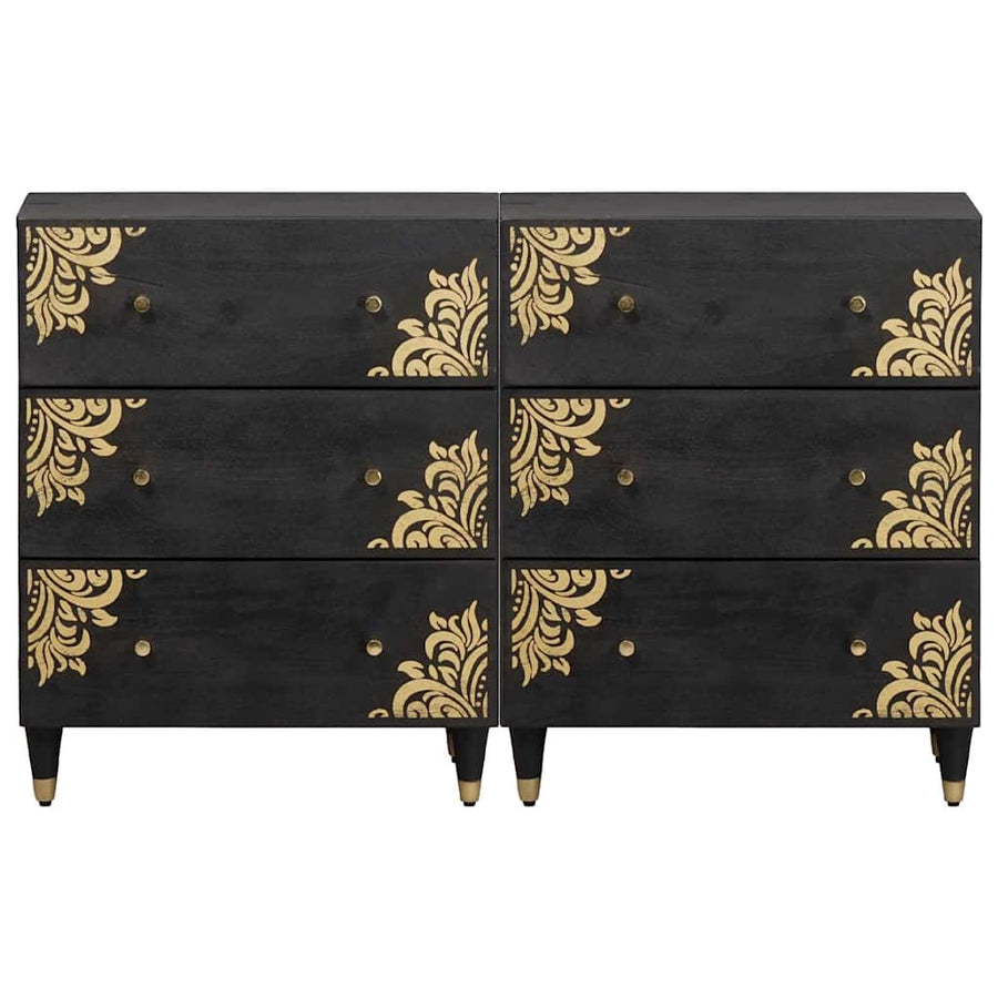 Dressoir 2 pcs Zwart 60 x 33 x 75 cm Massief Mango Hout