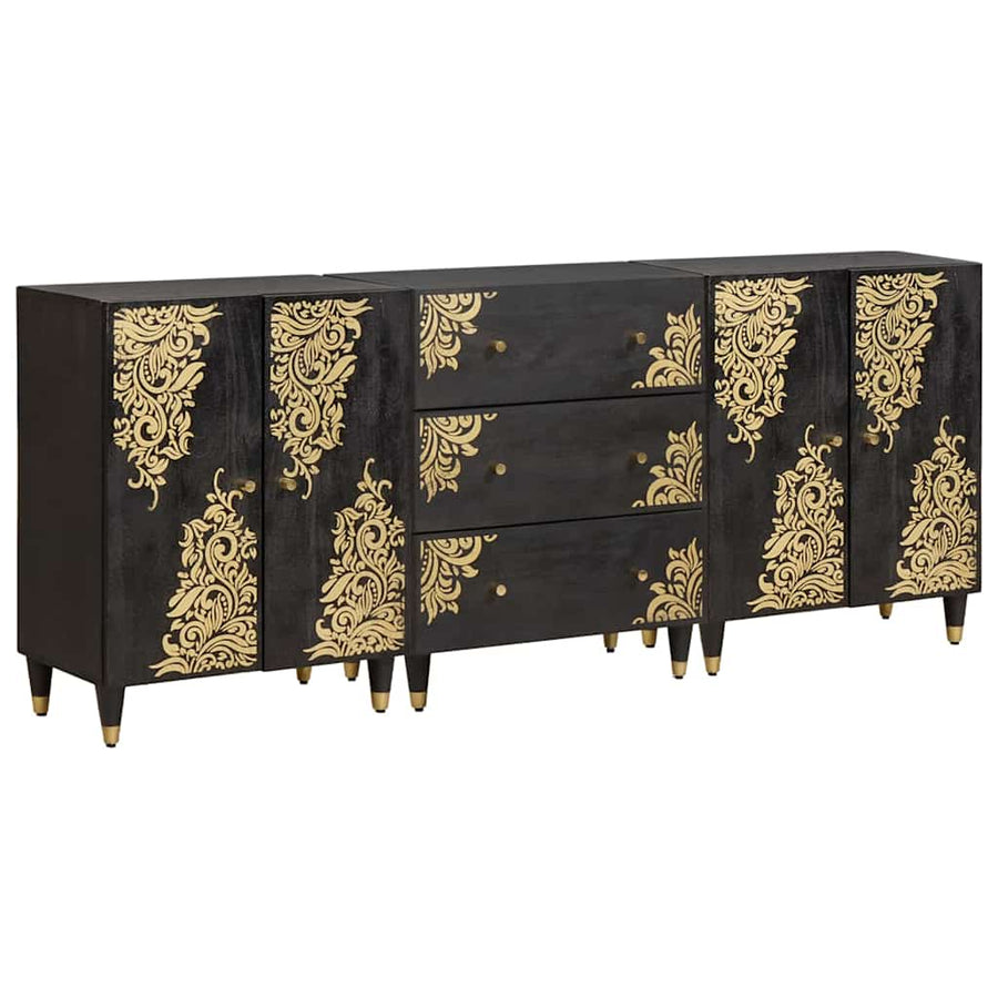 Badkamerkastenset met lade 3 pcs Zwart 180 x 33 x 75 cm