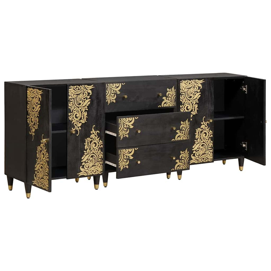 Badkamerkastenset met lade 3 pcs Zwart 180 x 33 x 75 cm