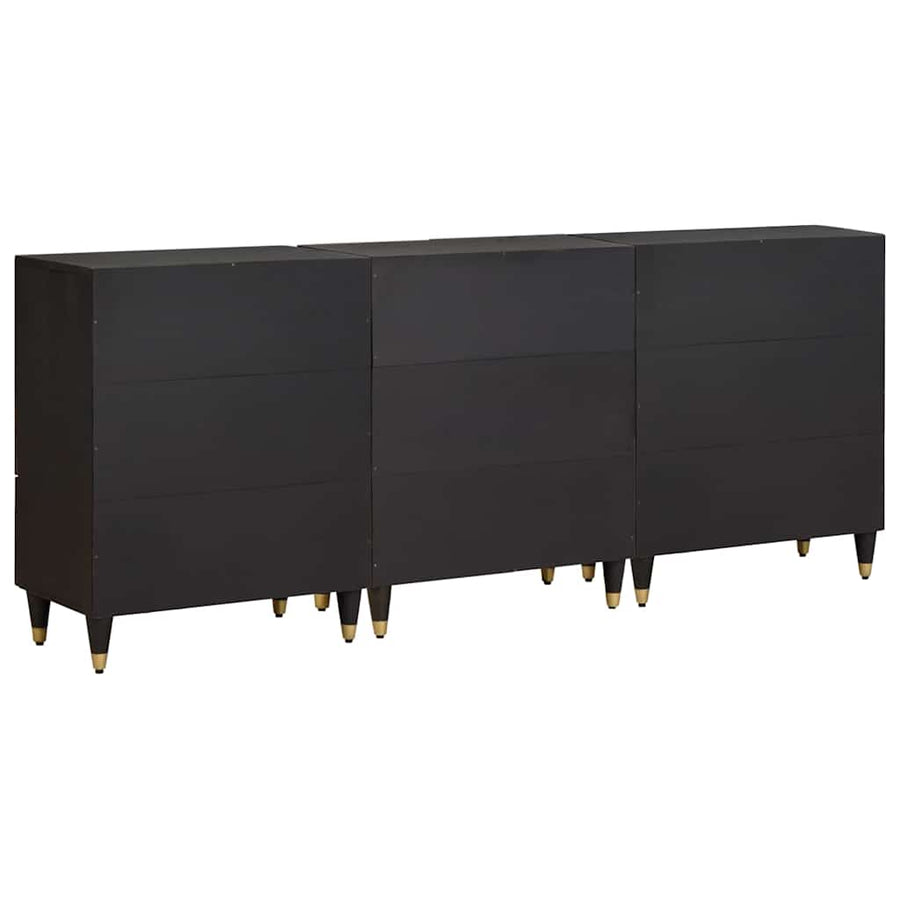 Badkamerkastenset met lade 3 pcs Zwart 180 x 33 x 75 cm