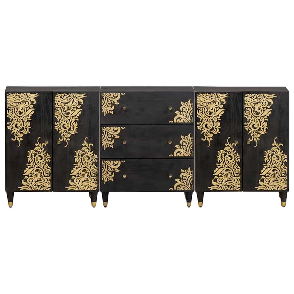 Badkamerkastenset met lade 3 pcs Zwart 180 x 33 x 75 cm