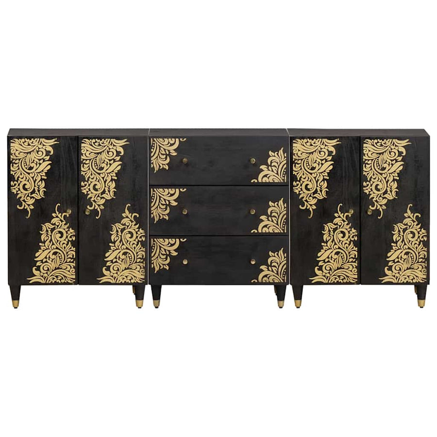 Badkamerkastenset met lade 3 pcs Zwart 180 x 33 x 75 cm