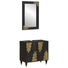 Bathroom Cabinet Set Wall-mounted 2 pcs Black Solid Mango Wood