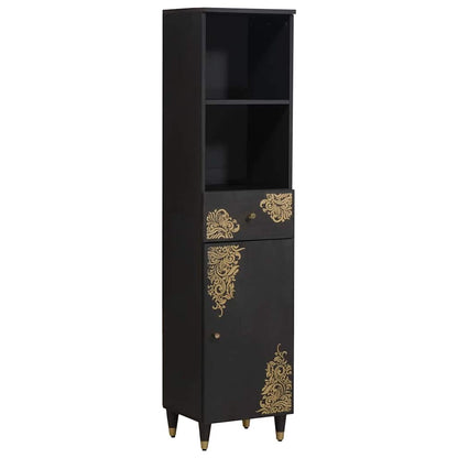 Badkamerkastenset met lade 3 pcs Zwart Massief Mango Hout