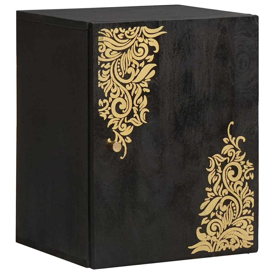 Badkamerkastenset met lade 5 pcs Zwart Massief Mango Hout