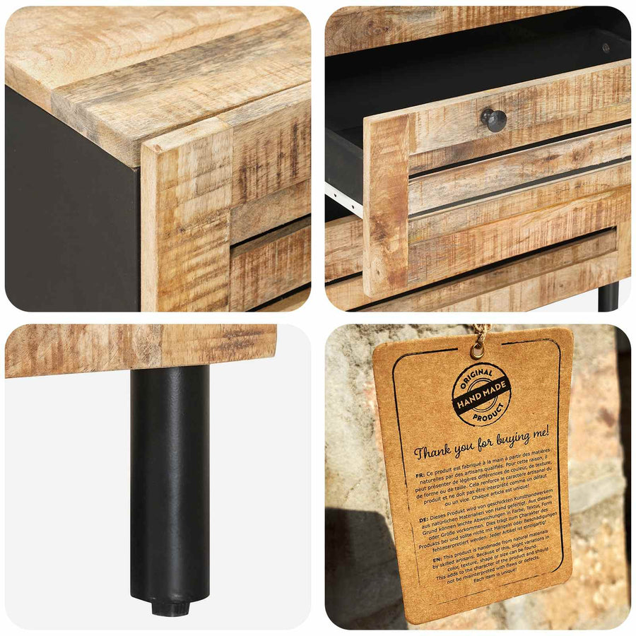 Opslagkasten 2 st 120 x 33 x 75 cm Massief Mango Hout
