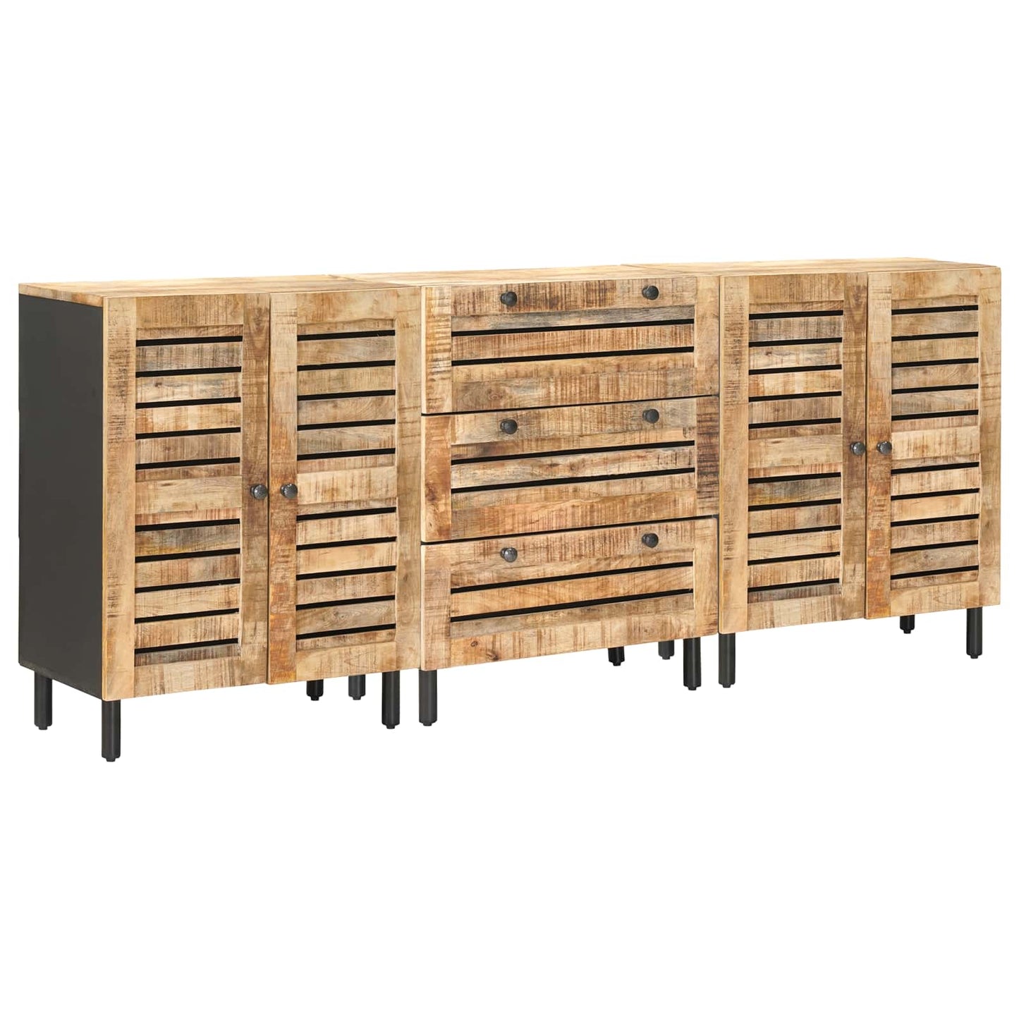 Opslagkasten 3 st 180 x 33 x 75 cm Massief Mango Hout Naturel