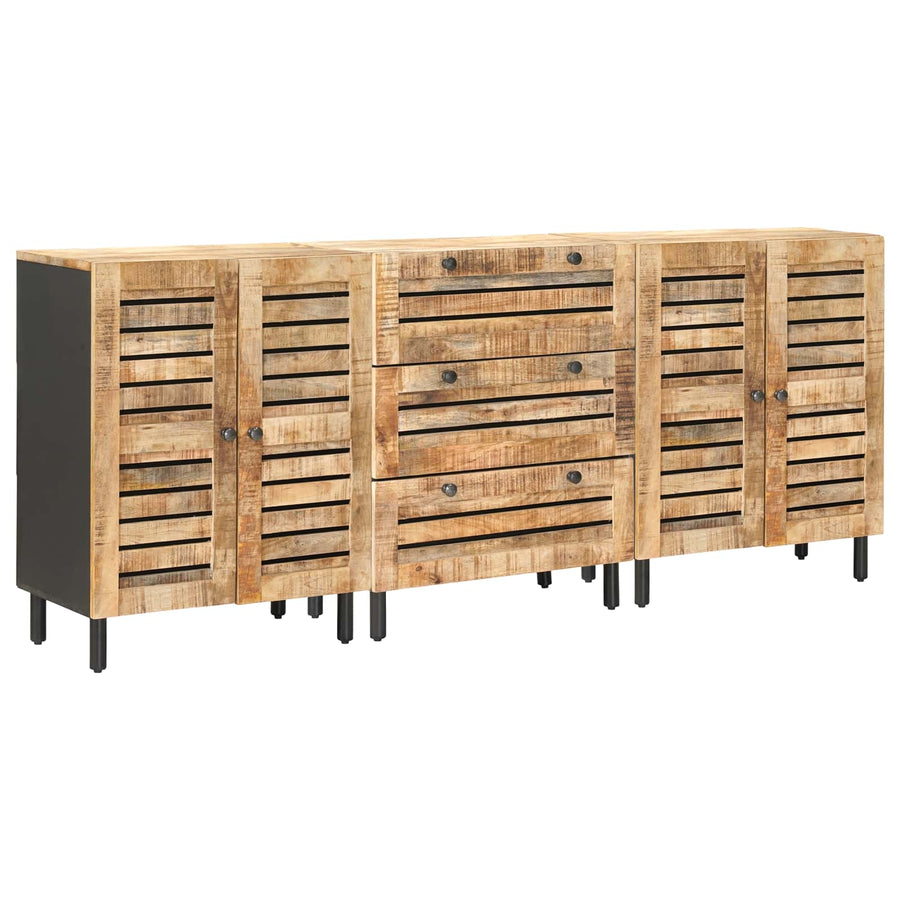 Opslagkasten 3 st 180 x 33 x 75 cm Massief Mango Hout Naturel