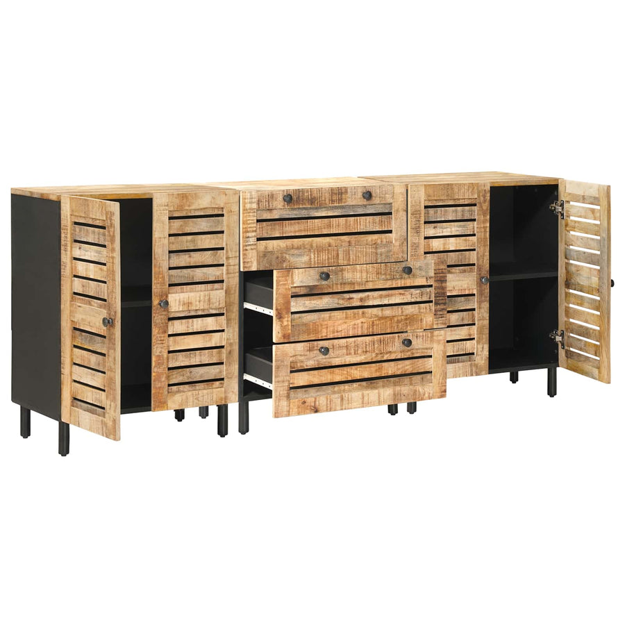 Opslagkasten 3 st 180 x 33 x 75 cm Massief Mango Hout Naturel