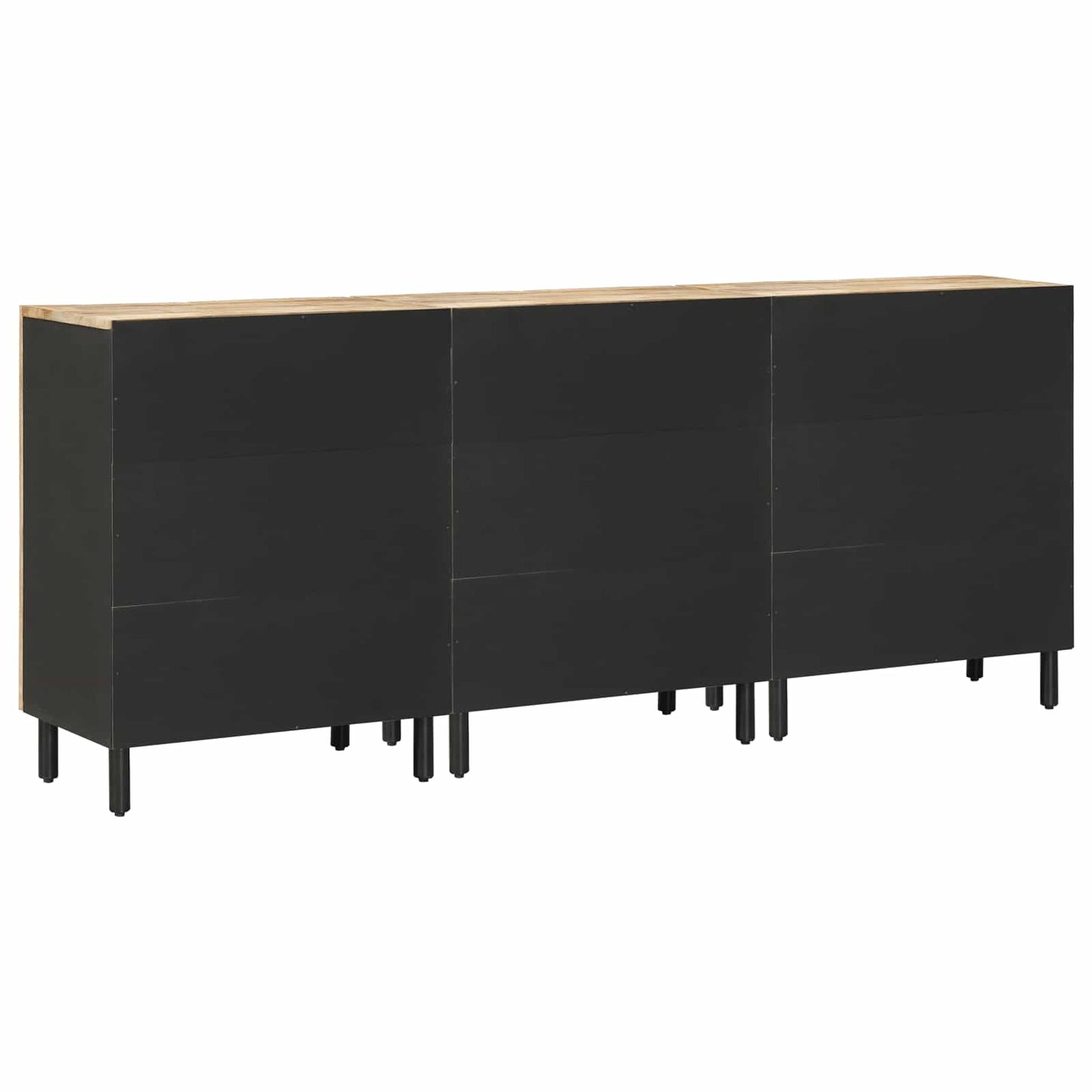 Opslagkasten 3 st 180 x 33 x 75 cm Massief Mango Hout Naturel