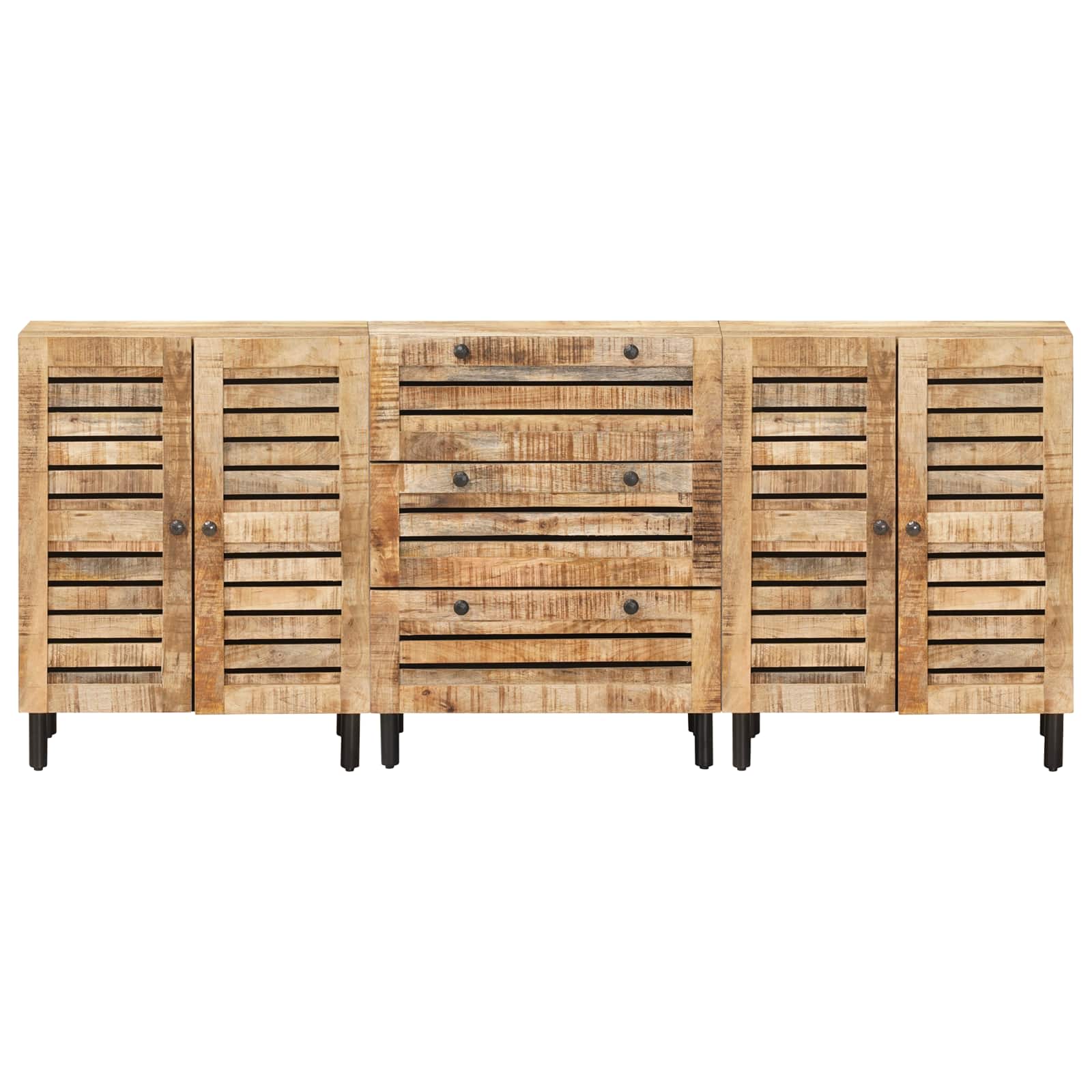 Opslagkasten 3 st 180 x 33 x 75 cm Massief Mango Hout Naturel