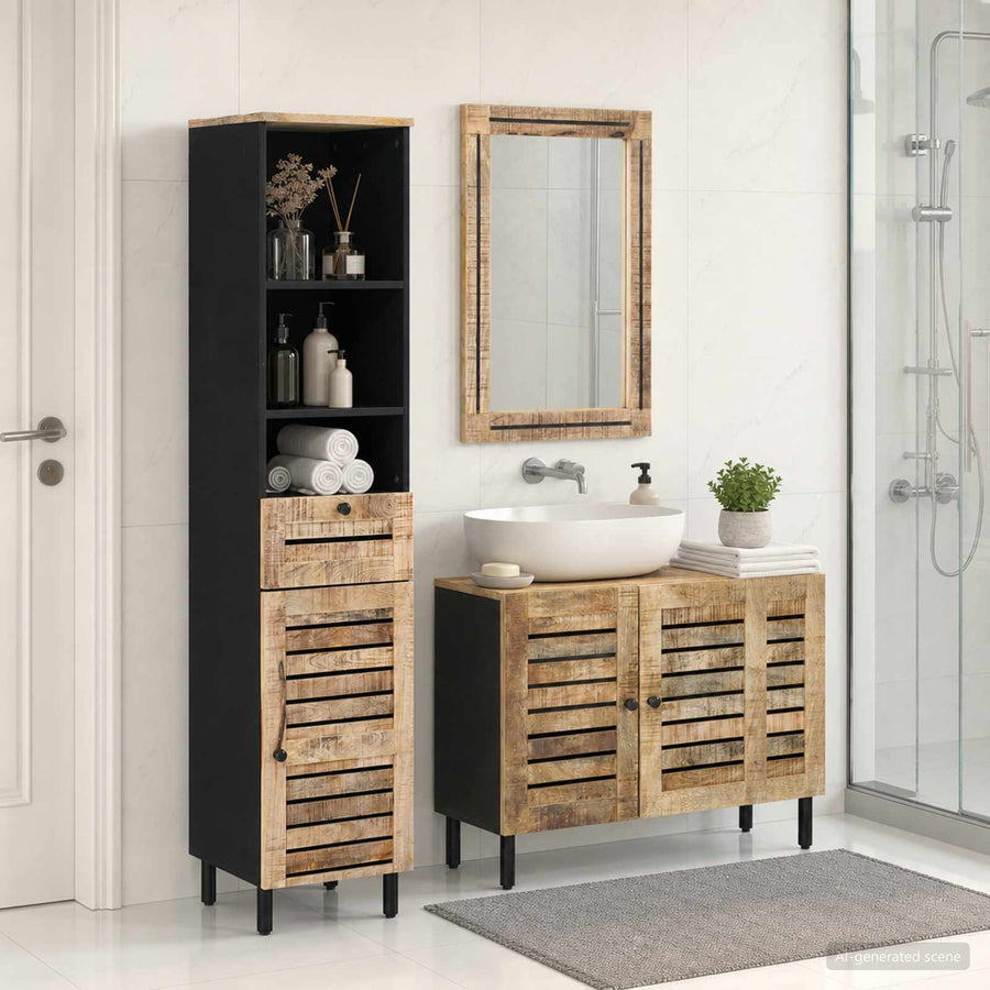 Badkamerkastenset 3 st Naturel 38 x 33 x 160 cm