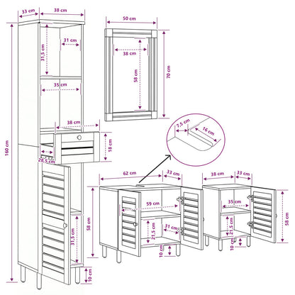 Badkamerkastenset 4 st Naturel 38 x 33 x 160 cm