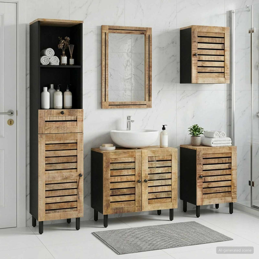 Badkamerkastenset 5 st Naturel 38 x 33 x 160 cm