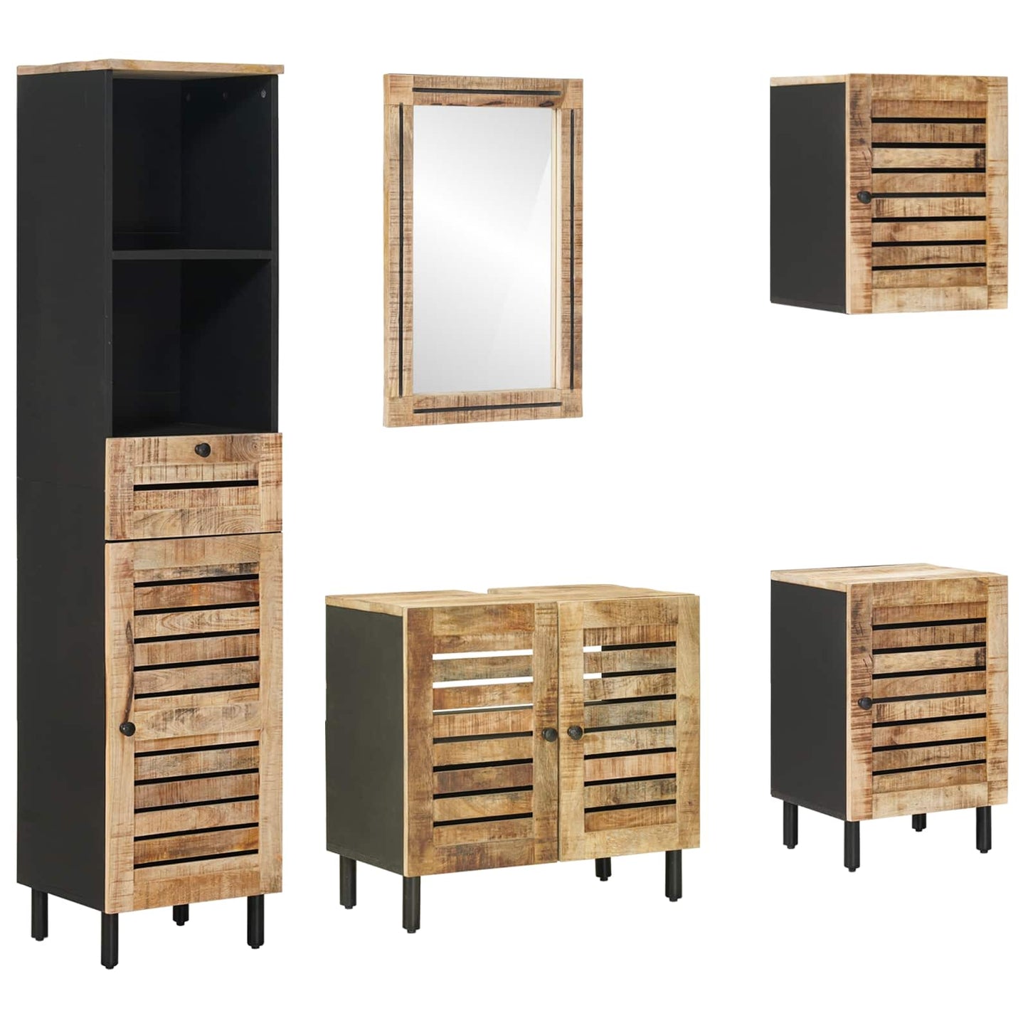 Badkamerkastenset 5 st Naturel 38 x 33 x 160 cm