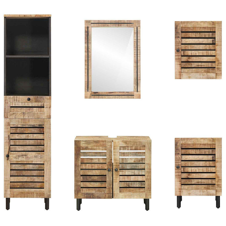 Badkamerkastenset 5 st Naturel 38 x 33 x 160 cm