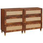 Dressoir set 2x massief mango hout bruin 60x33,5x75 cm