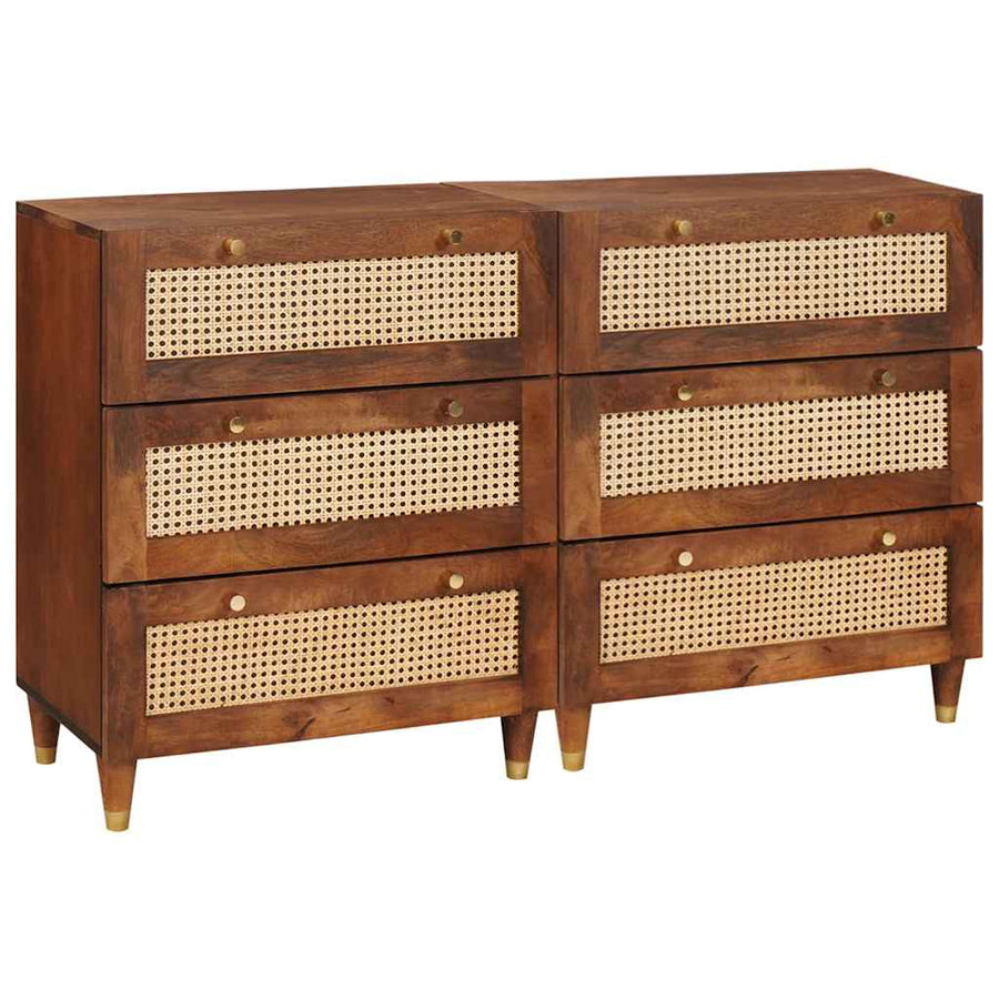 Dressoir Set 2 Pcs Bruin 60 X 33,5 X 75 Cm Massief Mango Hout