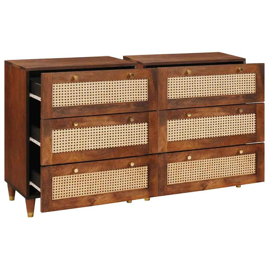 Dressoir Set 2 Pcs Bruin 60 X 33,5 X 75 Cm Massief Mango Hout
