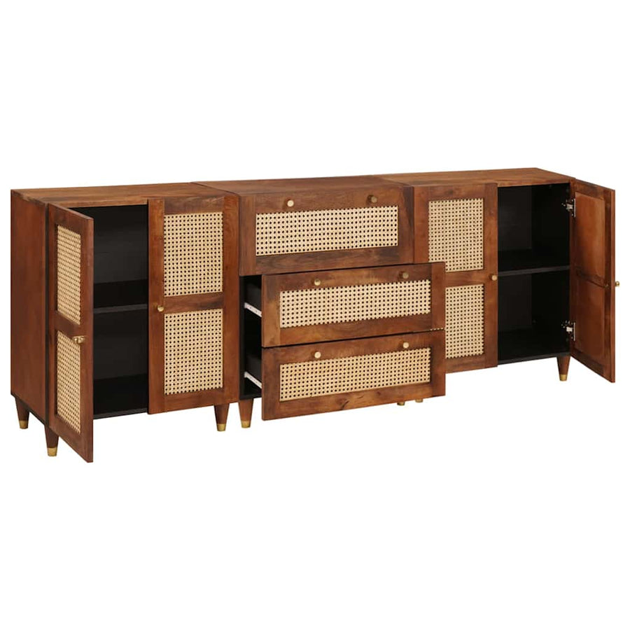 Dressoir Set 3 Pcs Bruin 180 X 33 X 75 Cm Massief Mango Hout