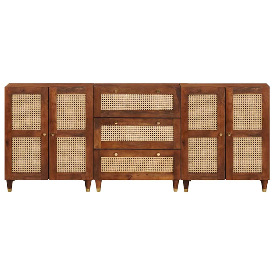 Dressoir Set 3 Pcs Bruin 180 X 33 X 75 Cm Massief Mango Hout