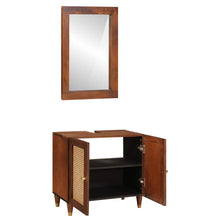 Badkamerkast Met Plank 2 Pcs Zwart En Goud Massief Mango Hout