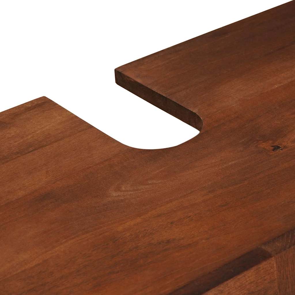 Badkamerkast Met Lade 5 Pcs Bruin En Zwart Massief Mango Hout