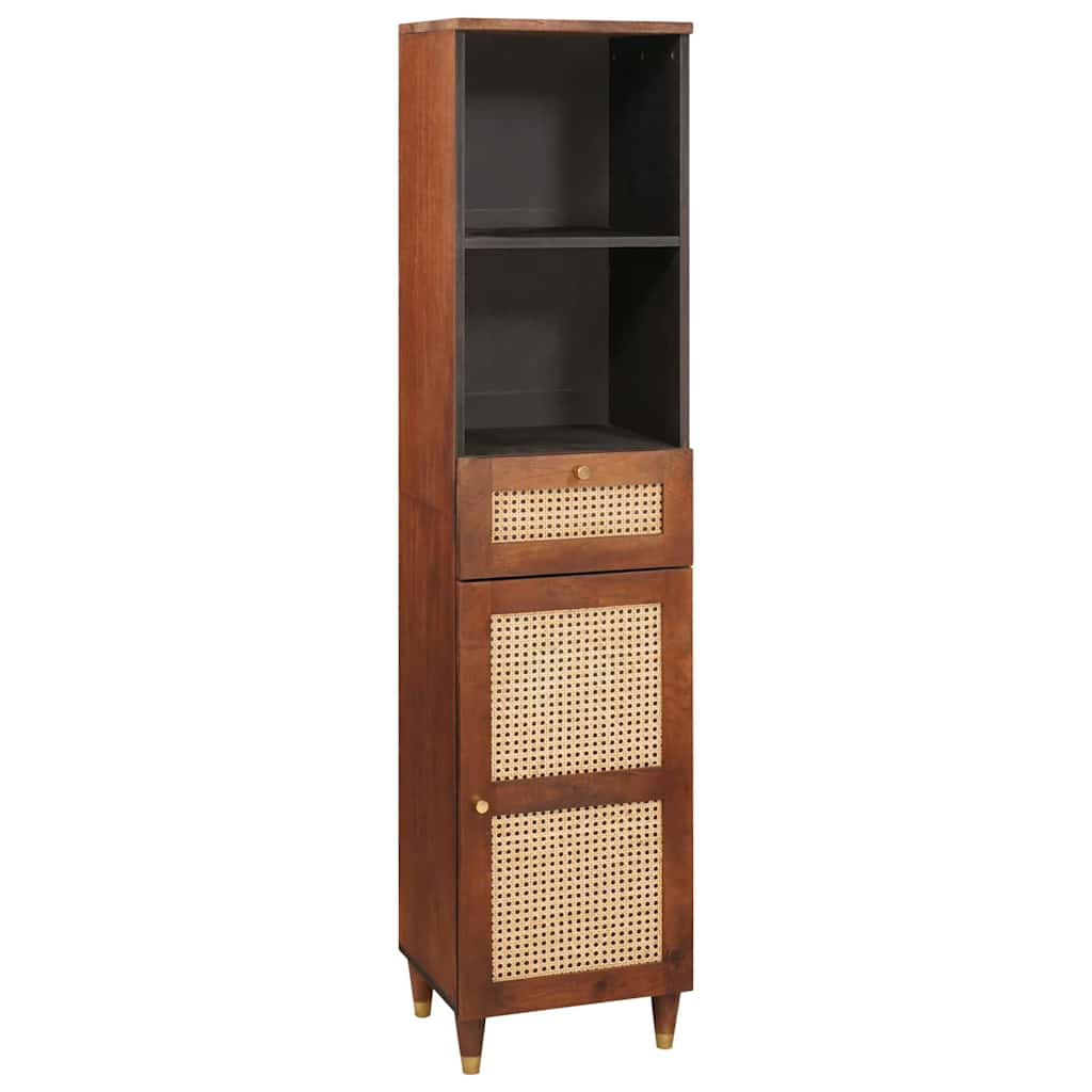 Badkamerkast Met Lade 5 Pcs Bruin En Zwart Massief Mango Hout