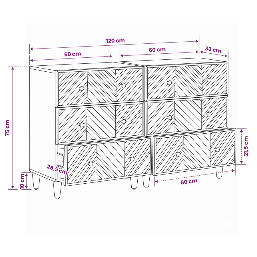 Opslagkasten 2 pcs Bruin 60 x 33,5 x 75 cm Massief Mango Hout