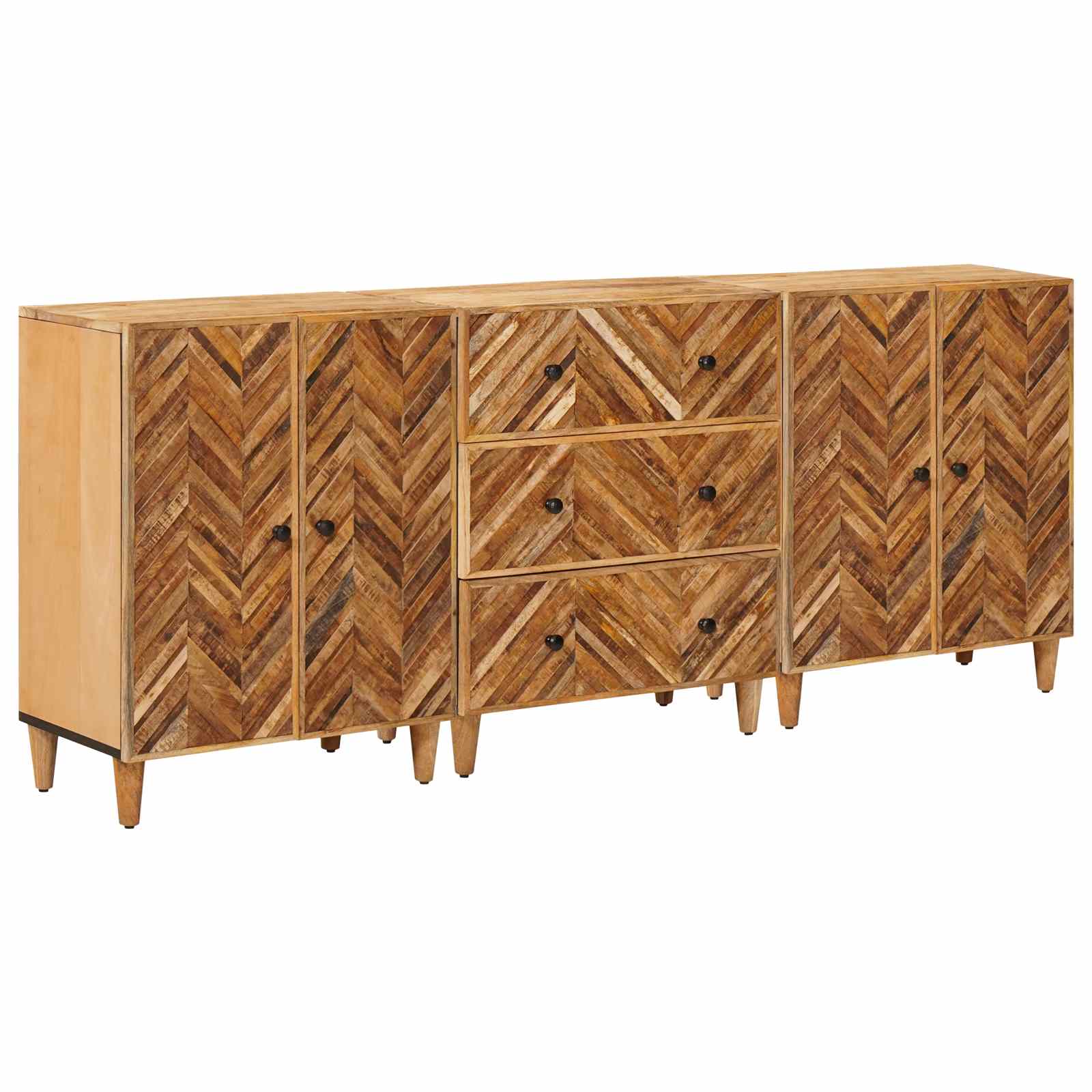 Opslagkasten 3 pcs Bruin 60 x 33,5 x 75 cm Massief Mango Hout