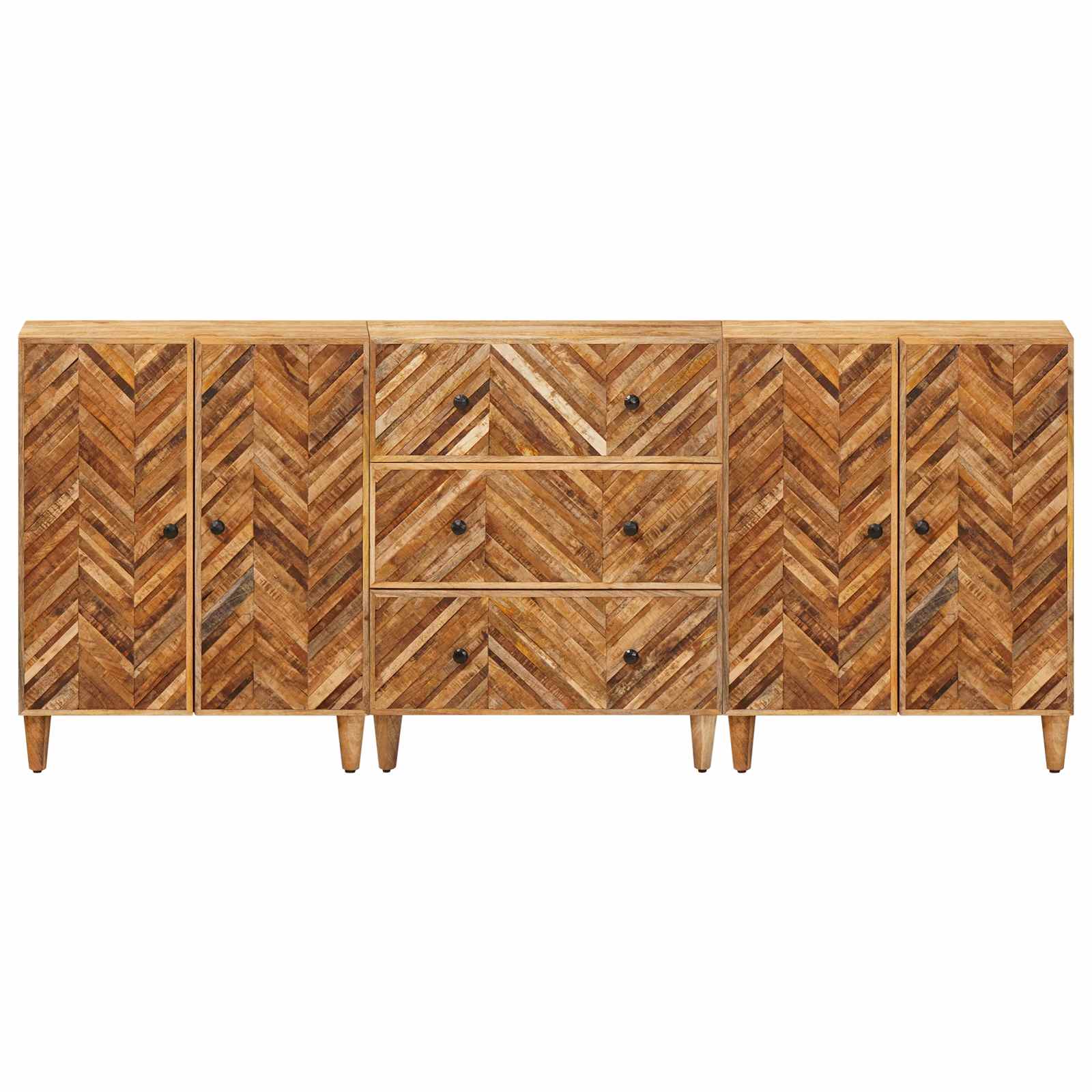 Opslagkasten 3 pcs Bruin 60 x 33,5 x 75 cm Massief Mango Hout