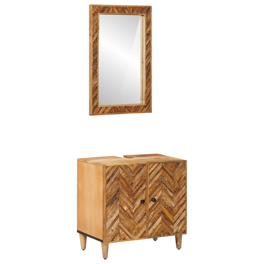Badkamerkastenset Wandgemonteerd 2 pcs Massief Mango Hout