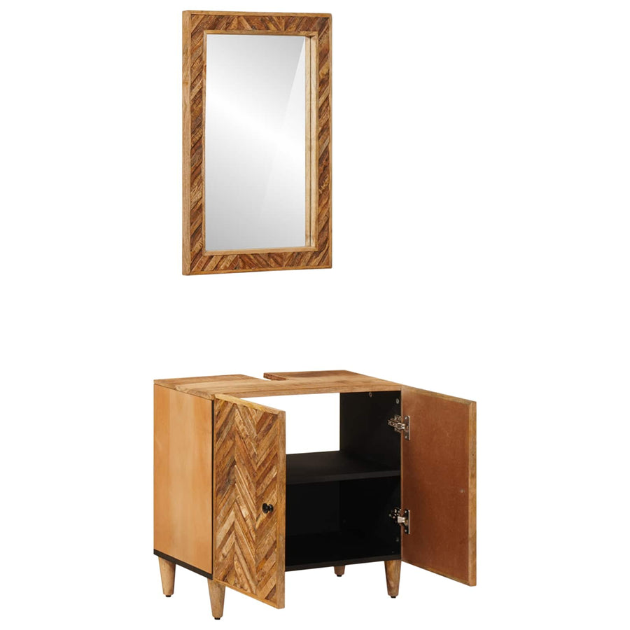 Badkamerkastenset Wandgemonteerd 2 pcs Massief Mango Hout
