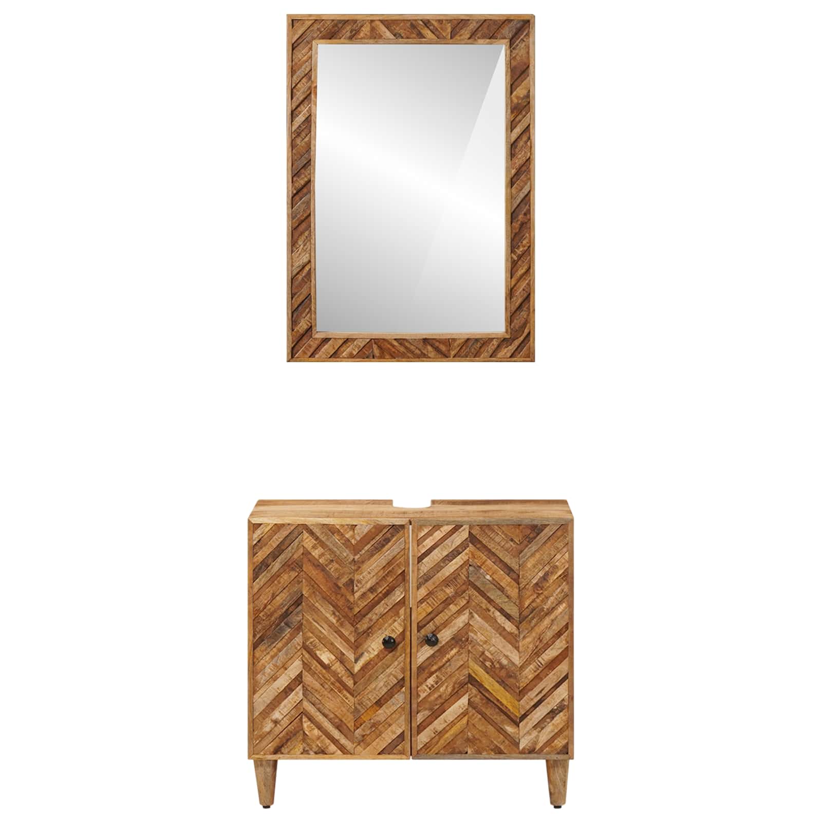 Badkamerkastenset Wandgemonteerd 2 pcs Massief Mango Hout