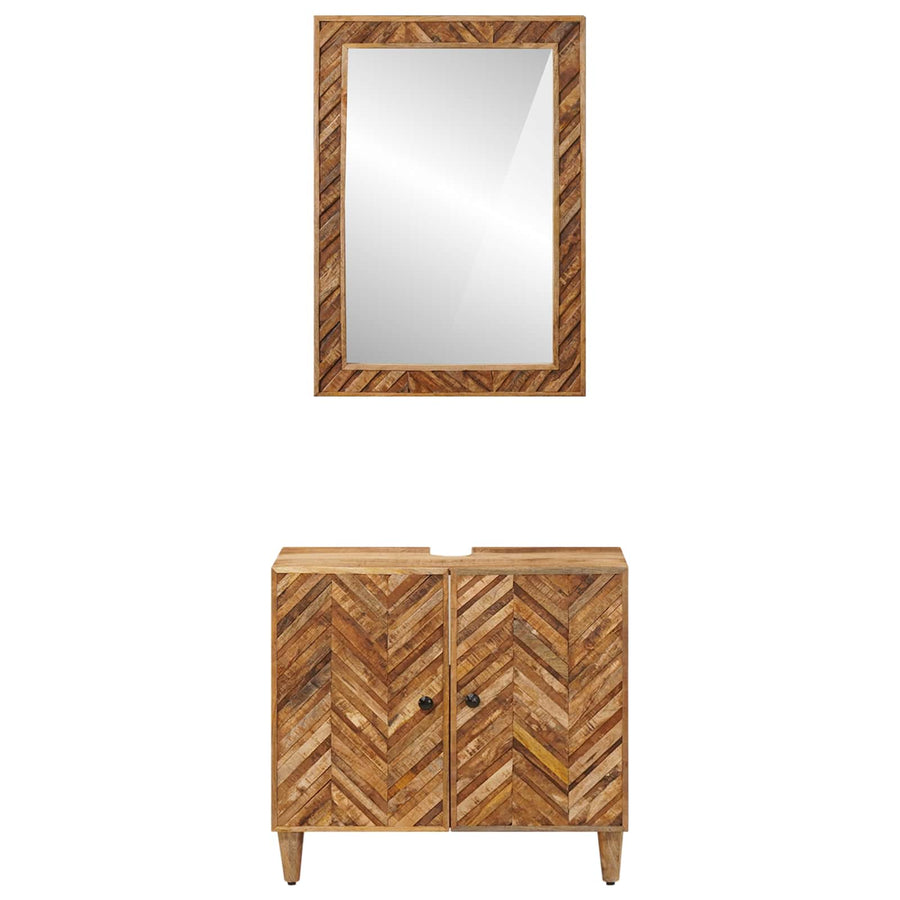 Badkamerkastenset Wandgemonteerd 2 pcs Massief Mango Hout