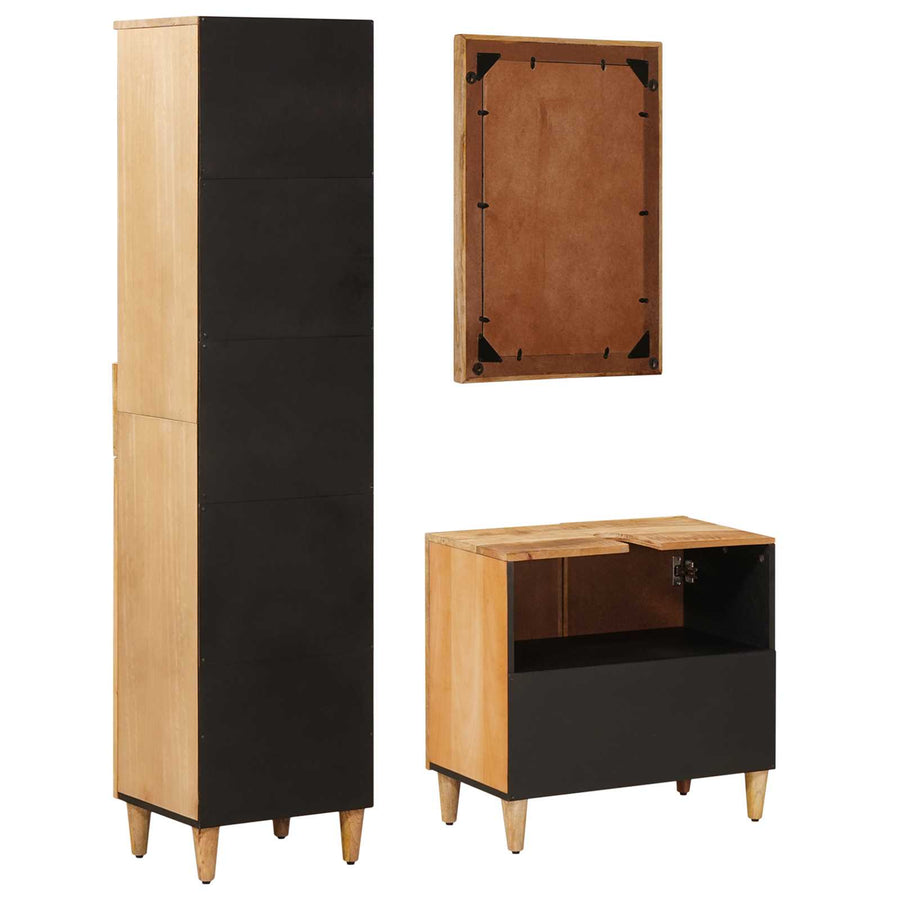 Badkamerkastenset met lade met opslag 3 pcs Massief Mango Hout