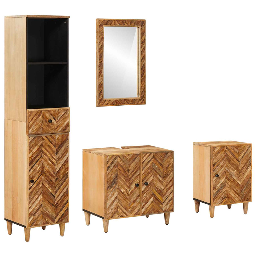 Badkamerkastenset met lade met opslag 4 pcs Massief Mango Hout
