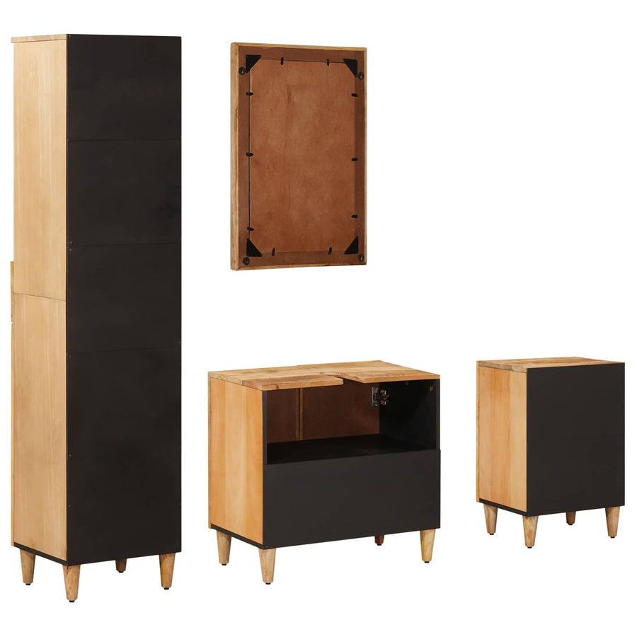 Badkamerkastenset met lade met opslag 4 pcs Massief Mango Hout
