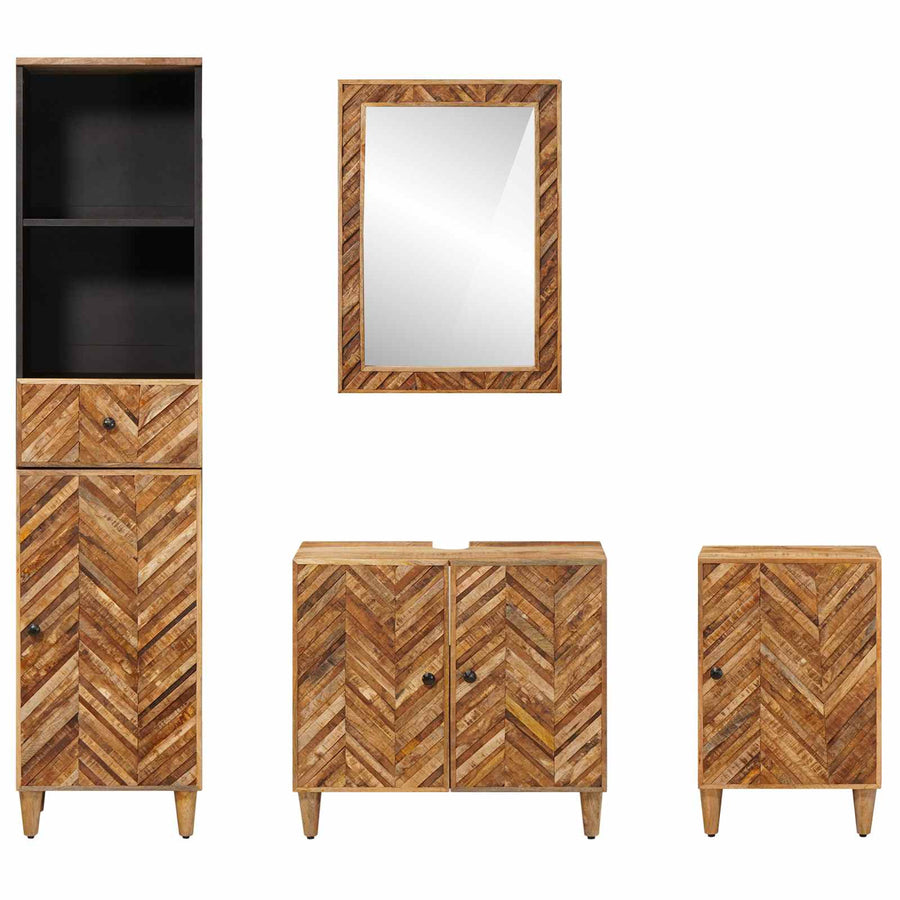 Badkamerkastenset met lade met opslag 4 pcs Massief Mango Hout