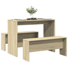 Eettafel bankenset 97x47x75 cm bewerkt hout sonoma eiken