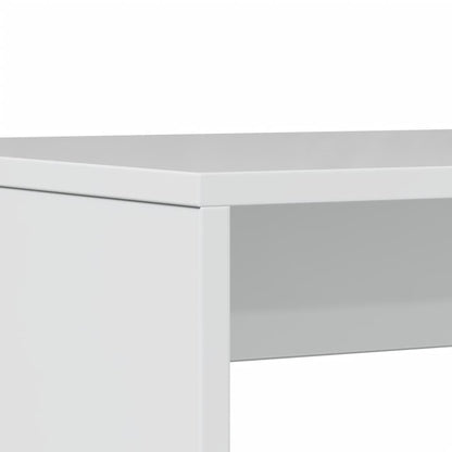 3-delige Eettafel en bankenset bewerkt hout hoogglans wit