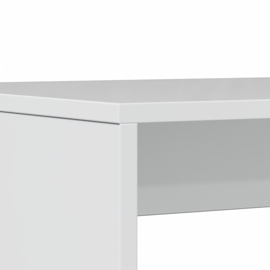3-delige Eettafel en bankenset bewerkt hout hoogglans wit