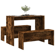 Eettafel bankenset 97x47x75 cm bewerkt hout gerookt eiken