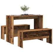 Eettafel bankenset 97x47x75 cm bewerkt hout oud houtkleurig