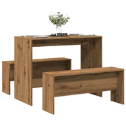 Eettafel bankenset 97x47x75 cm bewerkt hout artisanaal eiken